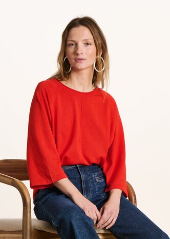 Pull  oversize maille fine col rond jaspe