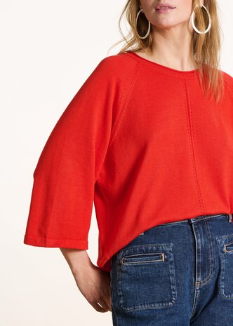 Pull  oversize maille fine col rond jaspe