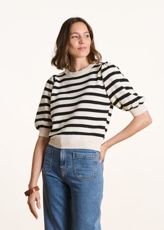 Pull marinière col rond ecru/noir Pull marinière col rond ecru/noir
