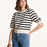 LA FEE MARABOUTEE Pull marinière col rond ecru/noir