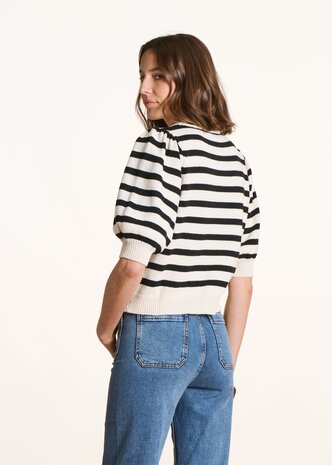Pull marinière col rond ecru/noir Pull marinière col rond ecru/noir