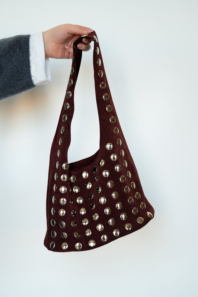 ELODIE sac clouté bordeaux