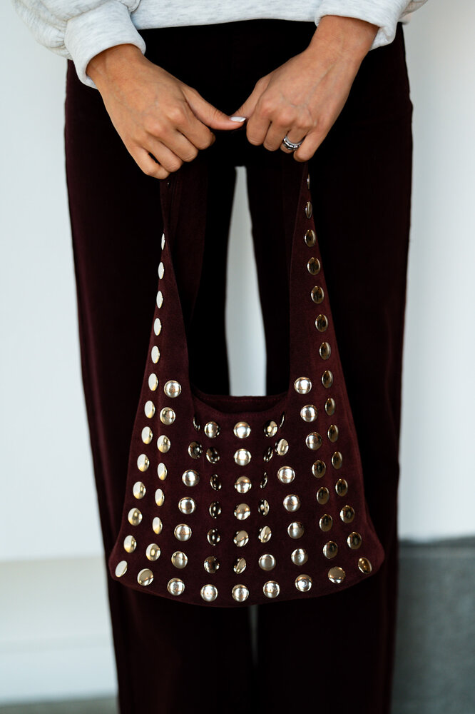 ELODIE sac clouté bordeaux