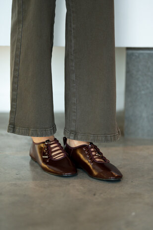 KIRA ballerines à lacets bordeaux