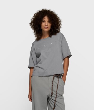 Logo sur t-shirt à manches courtes graphite clair