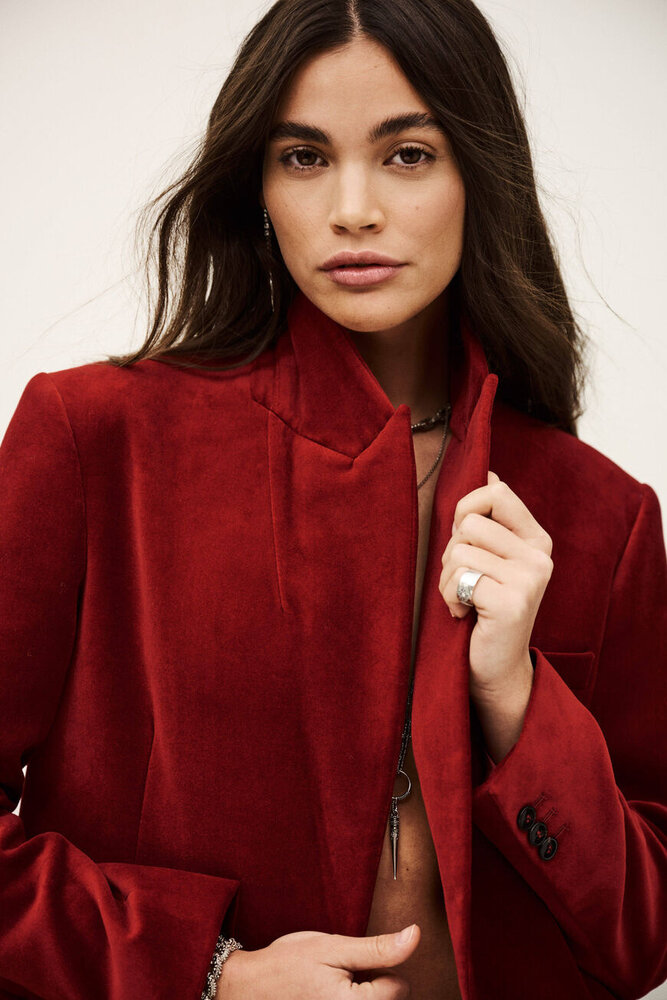 BA&SH BOOP blazer manches longues rouge