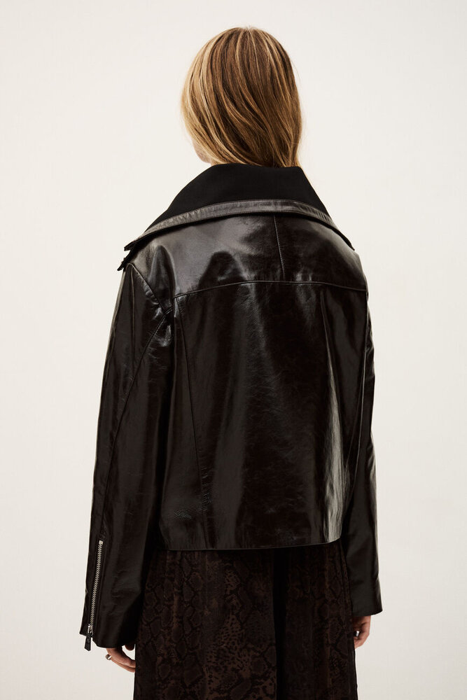 BA&SH BERNIE blouson en cuir ebene