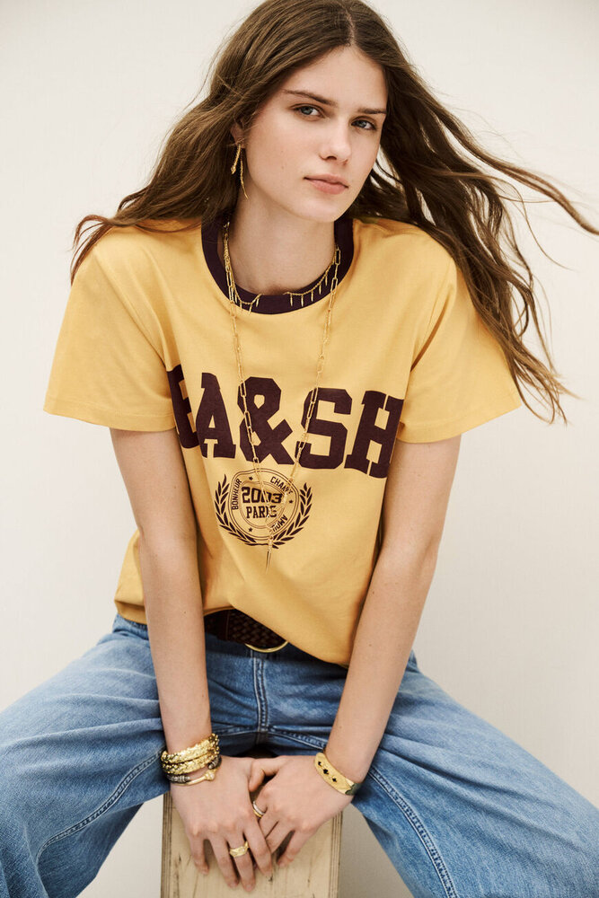 BA&SH IONI tee-shirt manches courtes jaune