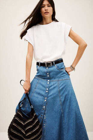 BA&SH LADDIE jupe longue évasée lightusedblue