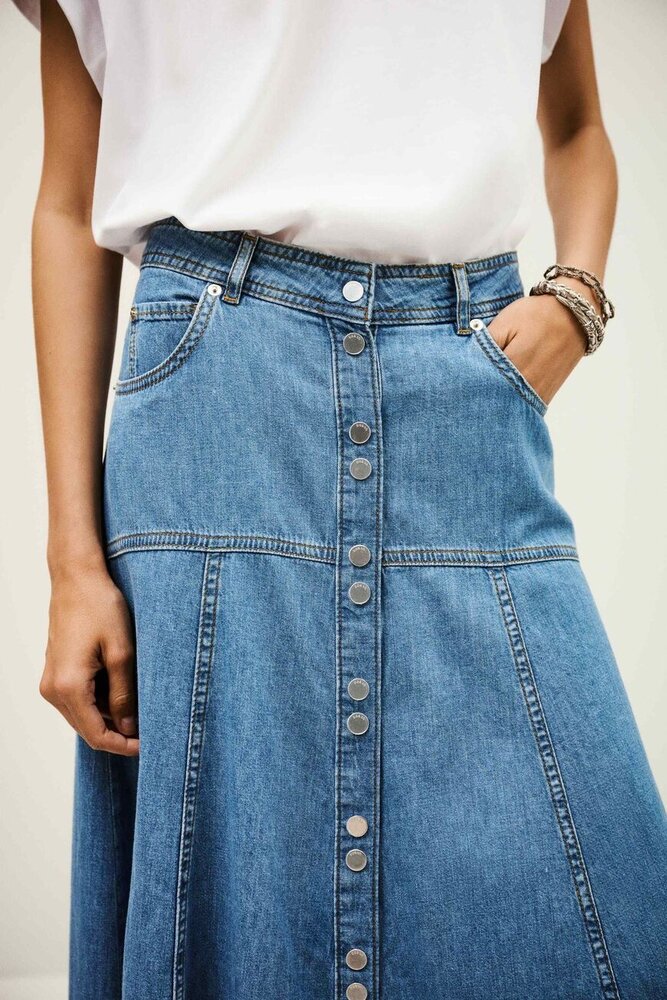 BA&SH LADDIE jupe longue évasée lightusedblue