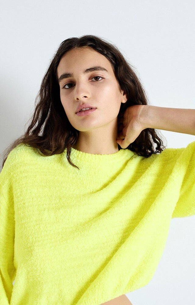AMERICAN VINTAGE LIGEWAY pull jaune fluo