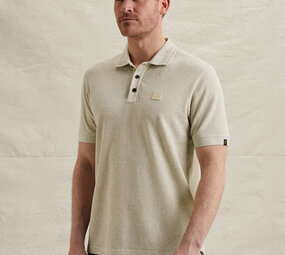 Polo avec structure et bords côtelés beige
