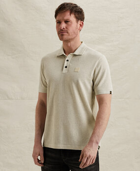 Polo avec structure et bords côtelés beige