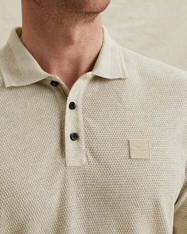Polo avec structure et bords côtelés beige Polo avec structure et bords côtelés beige