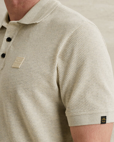 Polo avec structure et bords côtelés beige Polo avec structure et bords côtelés beige