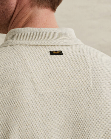 Polo avec structure et bords côtelés beige Polo avec structure et bords côtelés beige