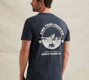 T-shirt avec lavage teint en vêtement et graphisme bleu