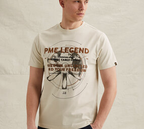 T-shirt en jersey de coton avec graphisme beige