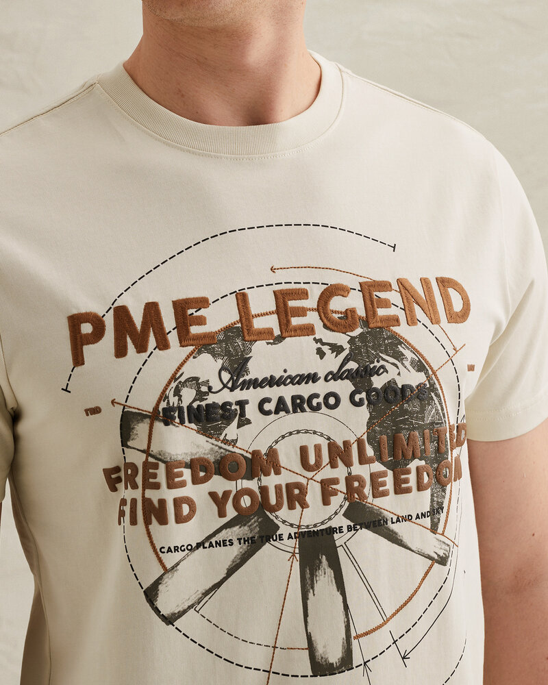 T-shirt en jersey de coton avec graphisme beige T-shirt en jersey de coton avec graphisme beige