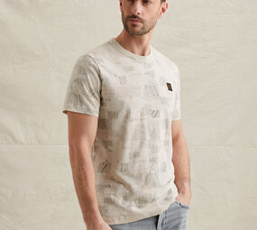 T-shirt avec imprimé intégral et effet flammé beige