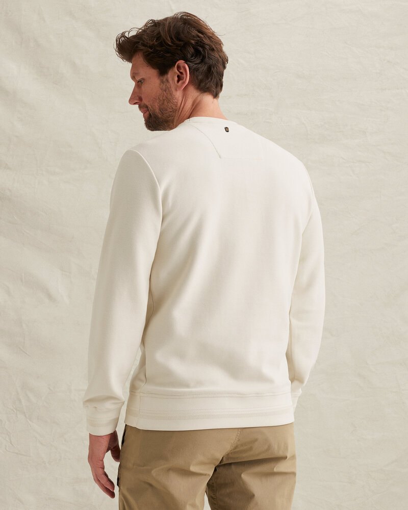 Sweatshirt avec graphisme et col en maille côtelée beige Sweatshirt avec graphisme et col en maille côtelée beige