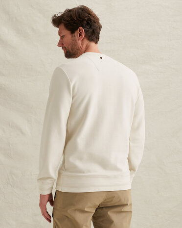 Sweatshirt avec graphisme et col en maille côtelée beige Sweatshirt avec graphisme et col en maille côtelée beige