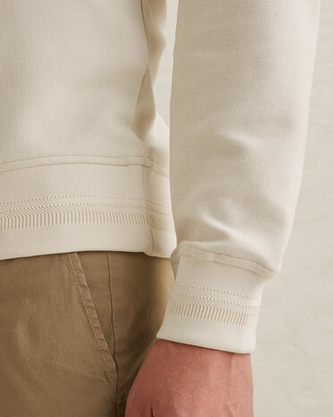 Sweatshirt avec graphisme et col en maille côtelée beige Sweatshirt avec graphisme et col en maille côtelée beige