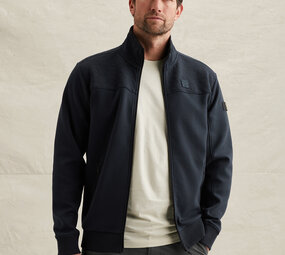 Veste en sweat avec col montant et fermeture éclair bleu
