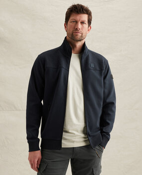 Veste en sweat avec col montant et fermeture éclair bleu