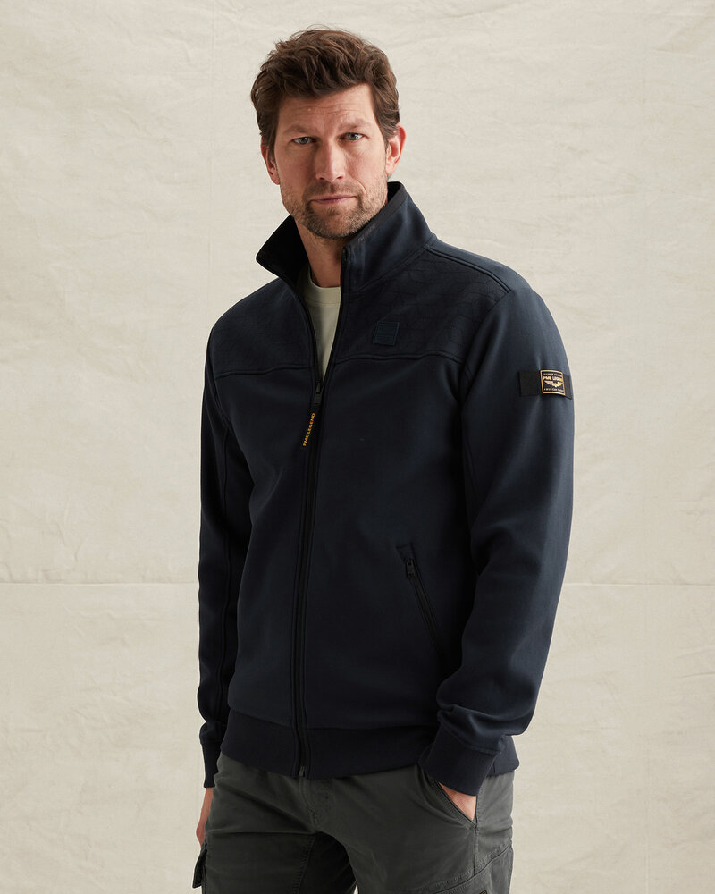 Veste en sweat avec col montant et fermeture éclair bleu Veste en sweat avec col montant et fermeture éclair bleu