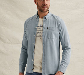 Chemise en denim avec détails de couture bleu