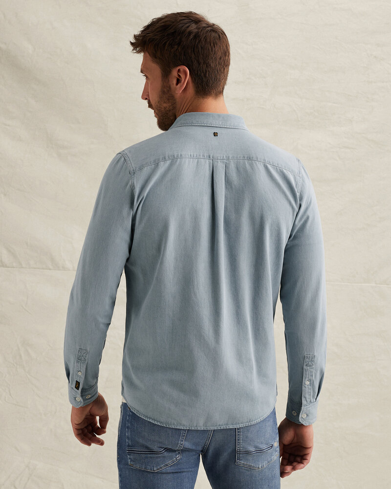 Chemise en denim avec détails de couture bleu Chemise en denim avec détails de couture bleu