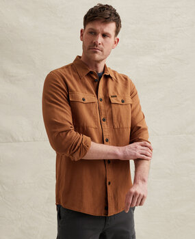 Chemise en coton/lin avec détails de couture jaune