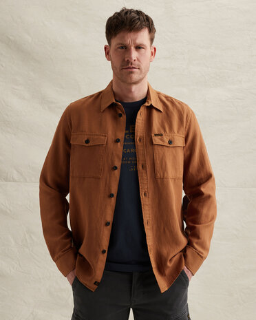 Chemise en coton/lin avec détails de couture jaune Chemise en coton/lin avec détails de couture jaune