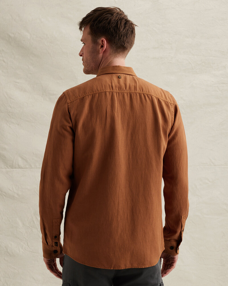 Chemise en coton/lin avec détails de couture jaune Chemise en coton/lin avec détails de couture jaune