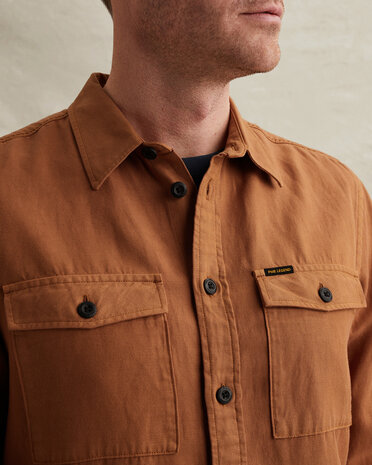 Chemise en coton/lin avec détails de couture jaune Chemise en coton/lin avec détails de couture jaune