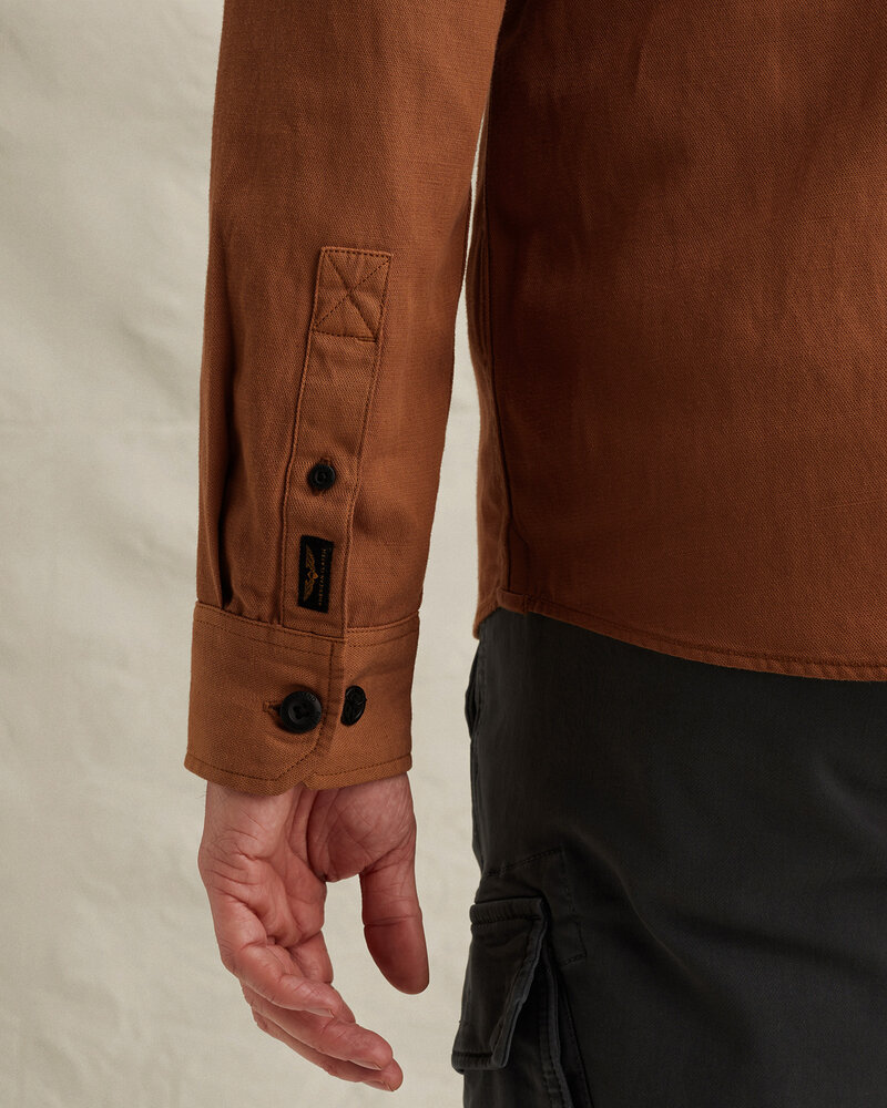 Chemise en coton/lin avec détails de couture jaune Chemise en coton/lin avec détails de couture jaune