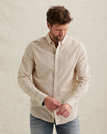 Chemise avec imprimé intégral et col boutonné beige Chemise avec imprimé intégral et col boutonné beige