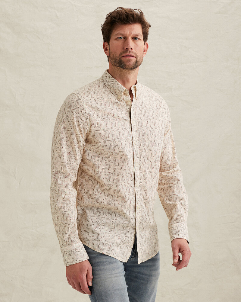 Chemise avec imprimé intégral et col boutonné beige Chemise avec imprimé intégral et col boutonné beige