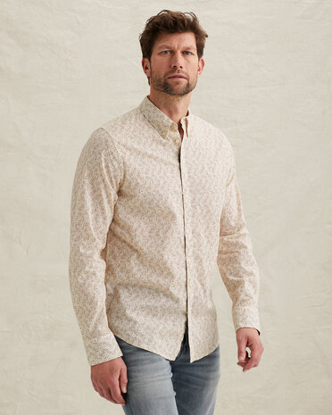 Chemise avec imprimé intégral et col boutonné beige Chemise avec imprimé intégral et col boutonné beige