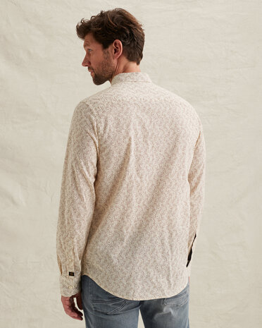 Chemise avec imprimé intégral et col boutonné beige Chemise avec imprimé intégral et col boutonné beige