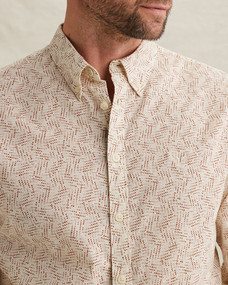 Chemise avec imprimé intégral et col boutonné beige Chemise avec imprimé intégral et col boutonné beige