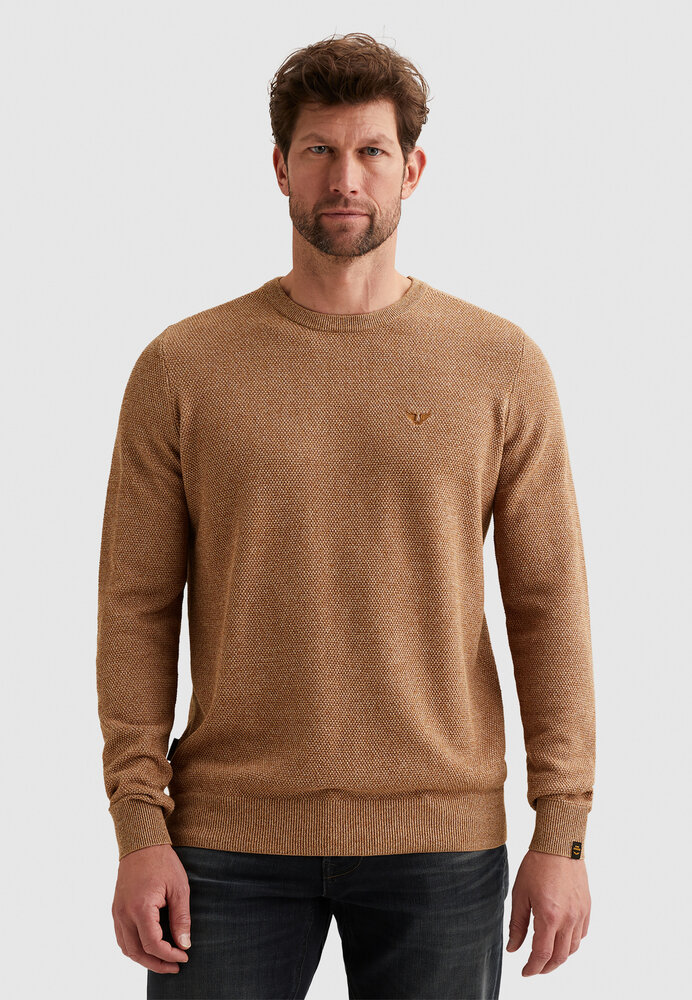 Pull en coton/modal avec col en maille côtelée jaune Pull en coton/modal avec col en maille côtelée jaune