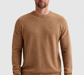 Pull en coton/modal avec col en maille côtelée jaune