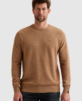 Pull en coton/modal avec col en maille côtelée jaune