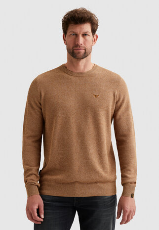 Pull en coton/modal avec col en maille côtelée jaune Pull en coton/modal avec col en maille côtelée jaune