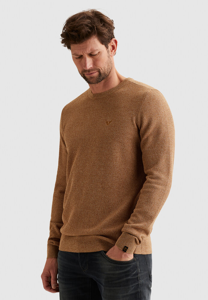 Pull en coton/modal avec col en maille côtelée jaune Pull en coton/modal avec col en maille côtelée jaune