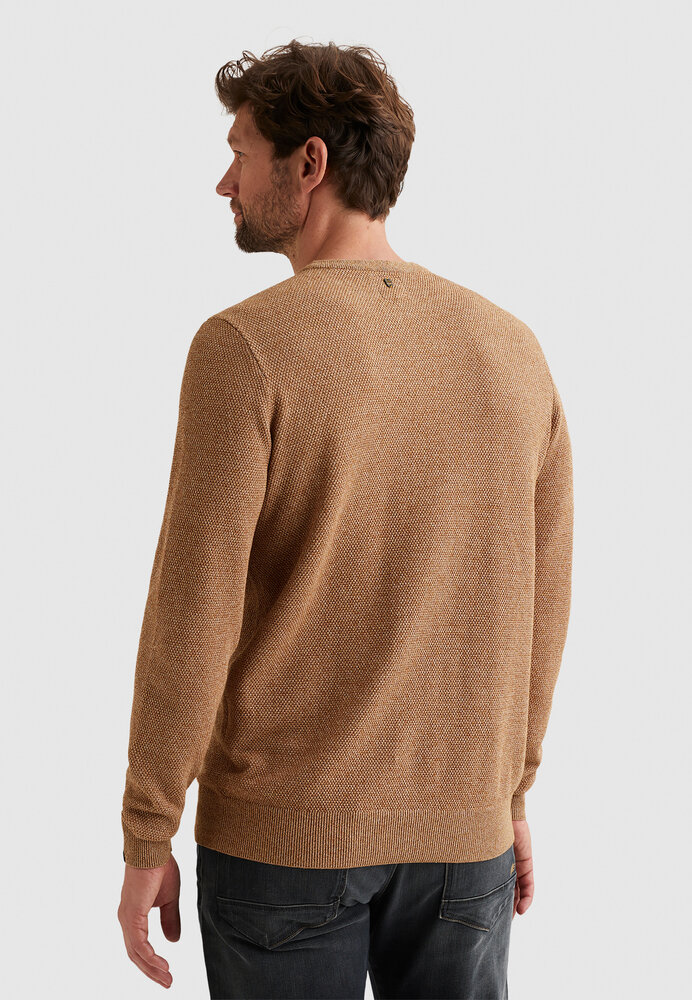 Pull en coton/modal avec col en maille côtelée jaune Pull en coton/modal avec col en maille côtelée jaune