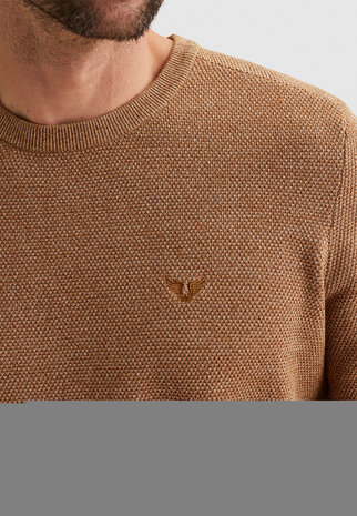 Pull en coton/modal avec col en maille côtelée jaune Pull en coton/modal avec col en maille côtelée jaune