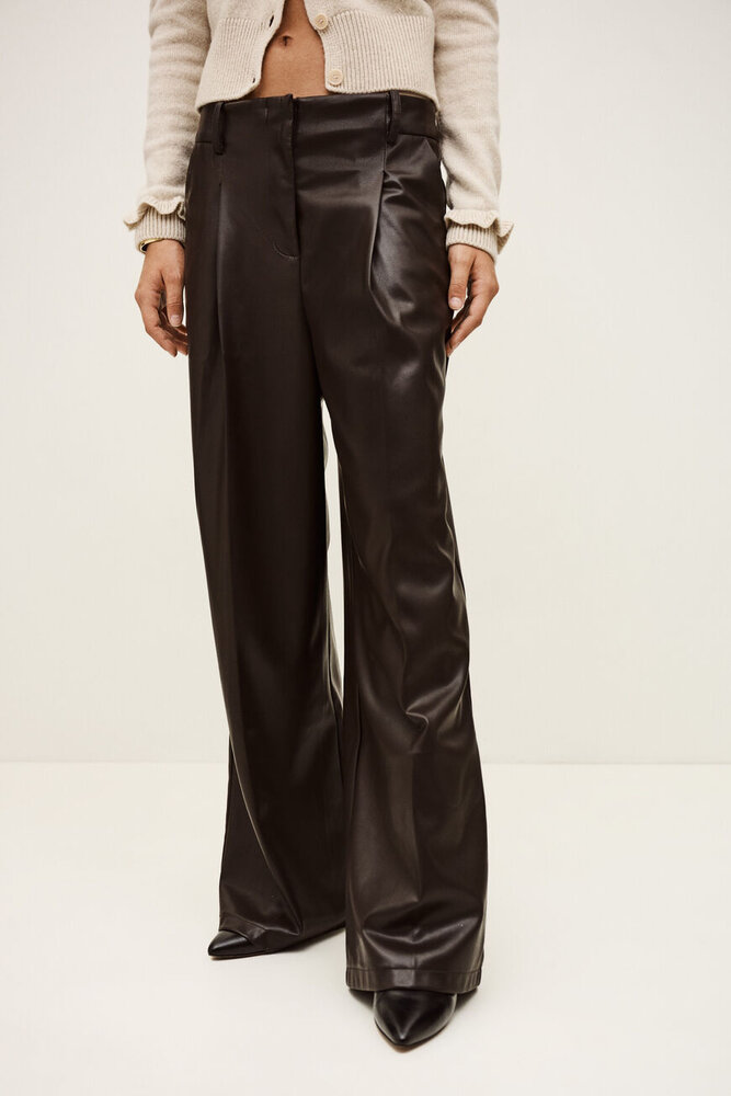 BA&SH RAMI  pantalon faux cuir marron